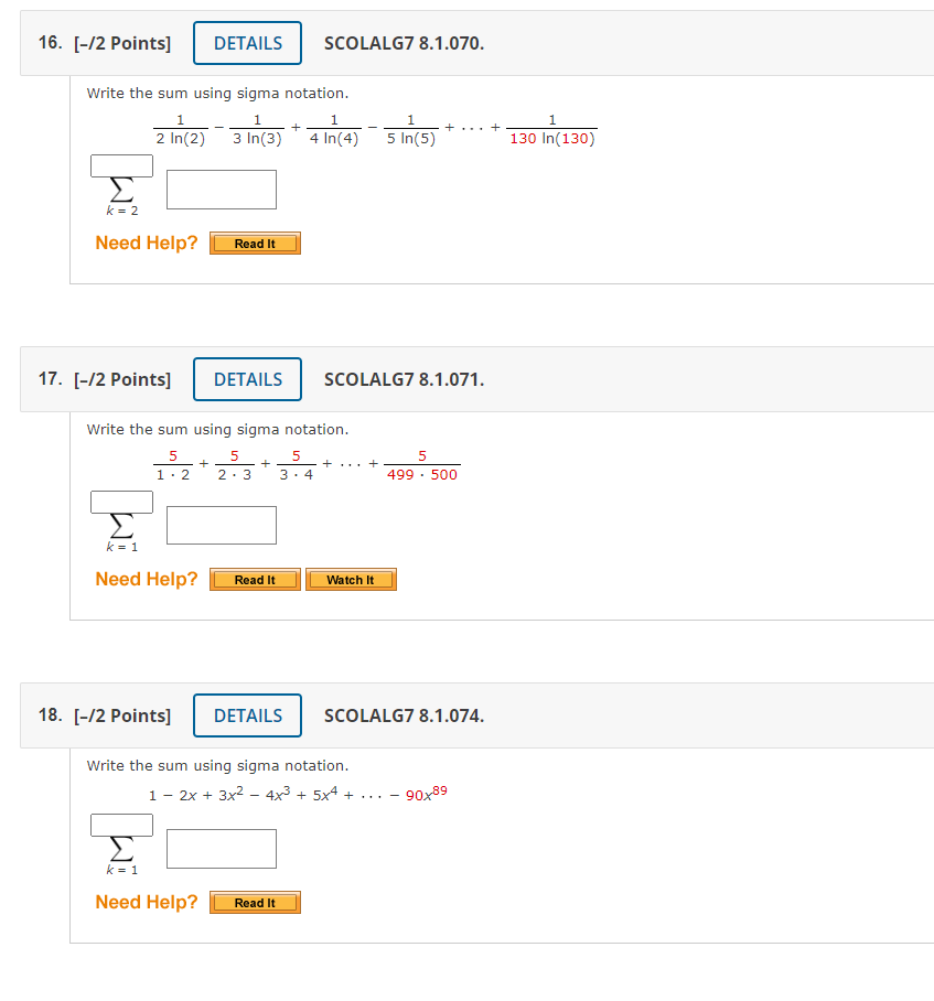 Solved Write the sum using sigma notation. | Chegg.com