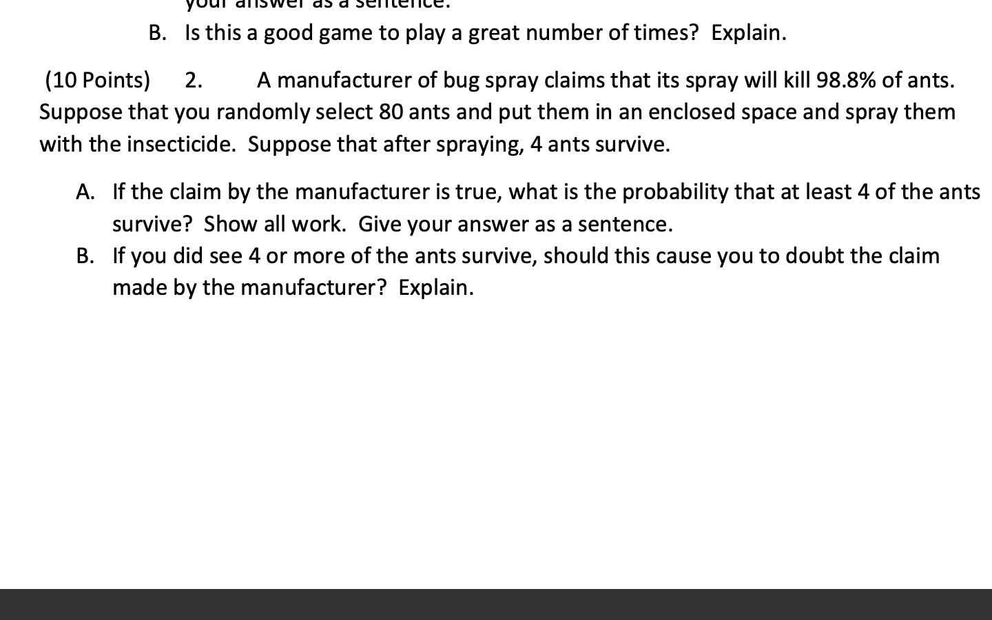 Solved B. Is this a good game to play a great number of | Chegg.com