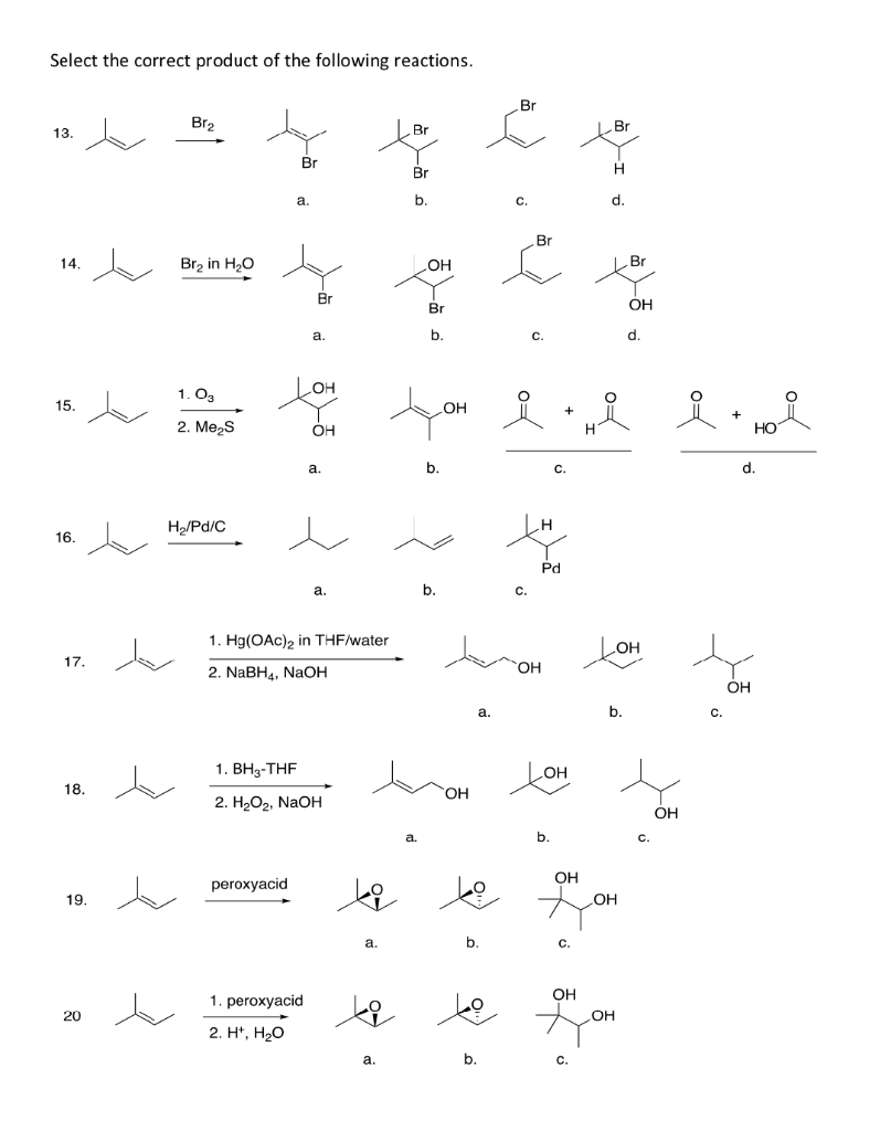 Solved Select the correct product of the following | Chegg.com