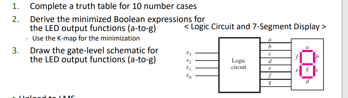 Solved 1. 2. Complete a truth table for 10 number cases | Chegg.com