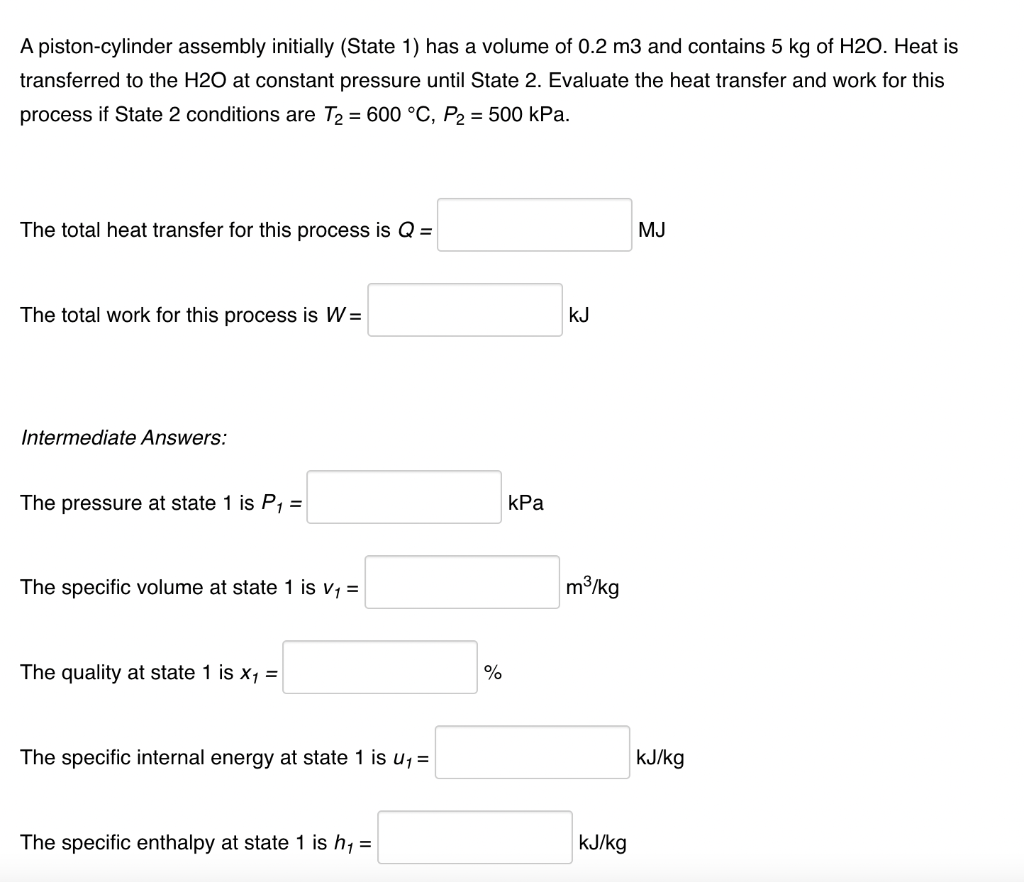 Solved A Piston-cylinder Assembly Initially (State 1) Has A | Chegg.com