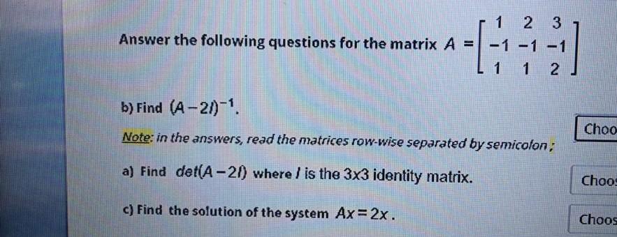 Solved Answer the following questions for the matrix A = auf | Chegg.com