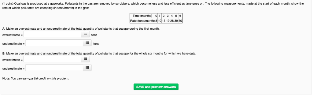 Solved (1 point) Coal gas is produced at a gasworks. | Chegg.com