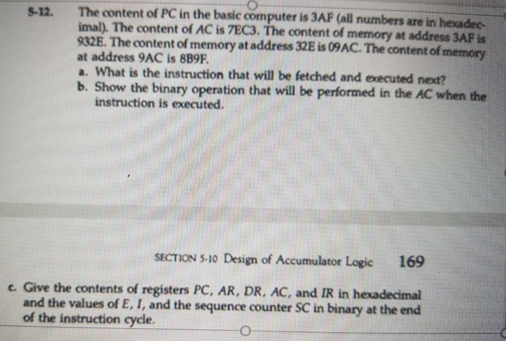 Solved The content of PC in the basic computer is 3AF (all | Chegg.com