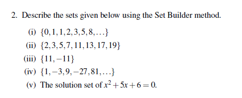 Solved 2. Describe the sets given below using the Set | Chegg.com