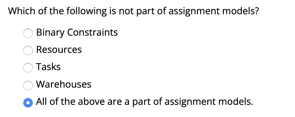 Solved Which of the following is not part of assignment | Chegg.com