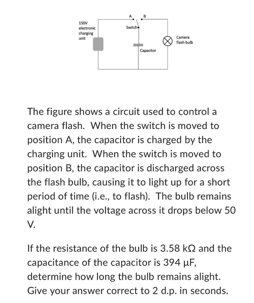 Solved The figure shows a circuit used to control a camera | Chegg.com