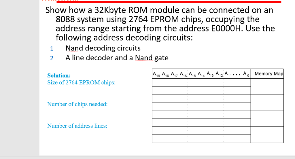 Solved Show how a 32Kbyte ROM module can be connected on an | Chegg.com