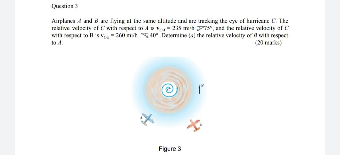 Solved Question 3 Airplanes A And B Are Flying At The Same | Chegg.com