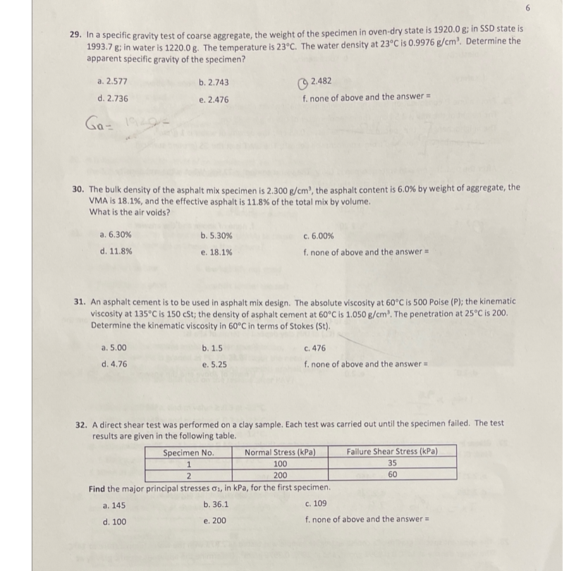 Solved 29. In a specific gravity test of coarse aggregate, | Chegg.com