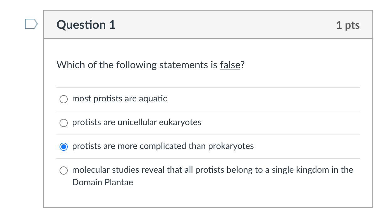 Solved Question 1 1 Pts Which Of The Following Statements Is Chegg