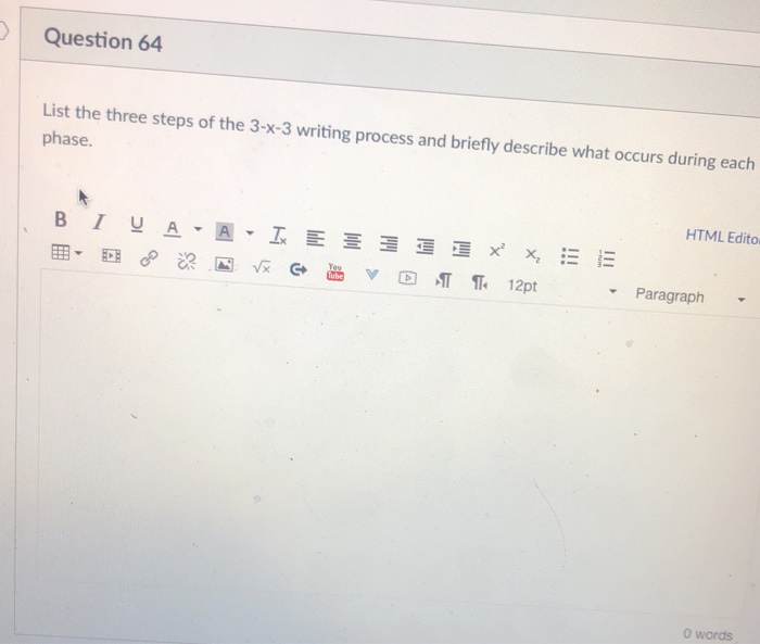 Solved Question 64 List the three steps of the 3-x-3 writing | Chegg.com