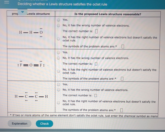 Solved Deciding whether a Lewis structure satisfies the | Chegg.com