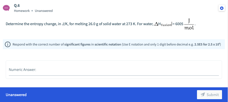Solved Q.6 Homework . Unanswered Determine the entropy | Chegg.com