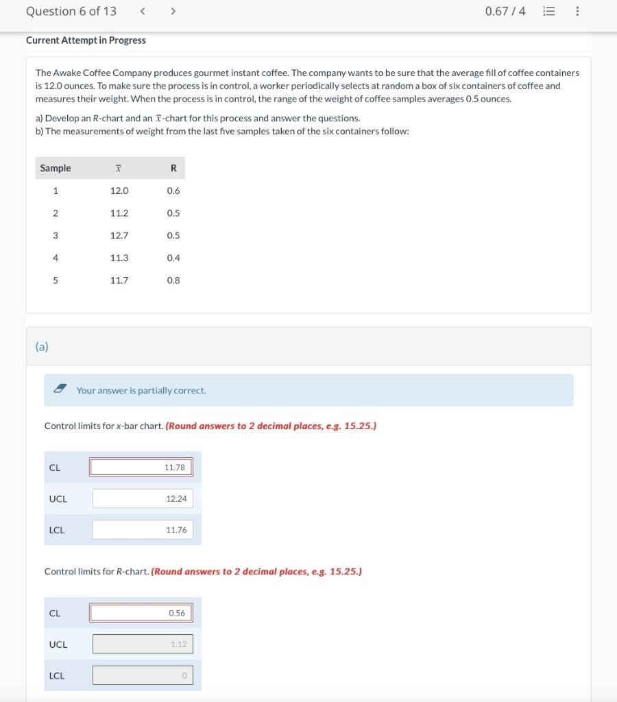 Solved Question 6 Of 13 0.67 4 : Current Attempt In Progress 