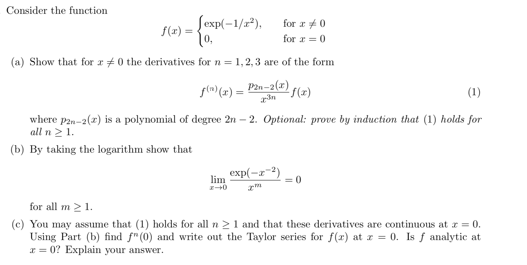 Solved Consider the function f(x) = Sexp(-1/x2), 0, for x + | Chegg.com