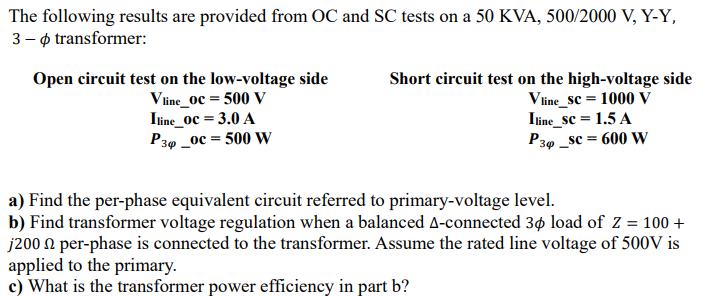 Solved The following results are provided from OC and SC | Chegg.com