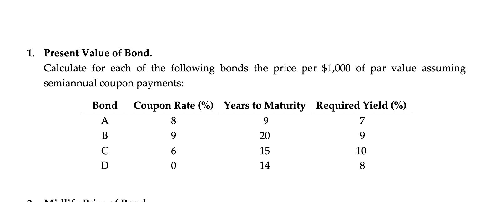 present value of a bond with semiannual payments