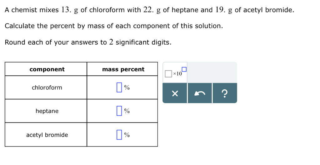 Solved A Chemist Mixes G Of Chloroform With G Of Chegg Com