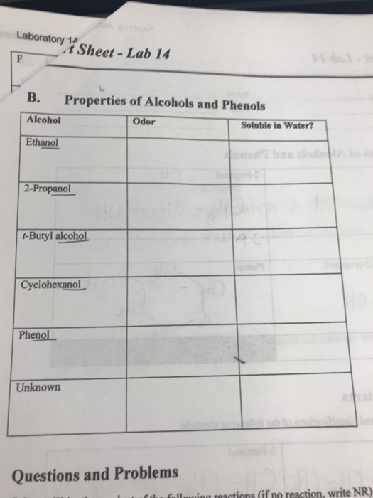 Solved Report Sheet Lab 14 C. Oxidation of Aleohols