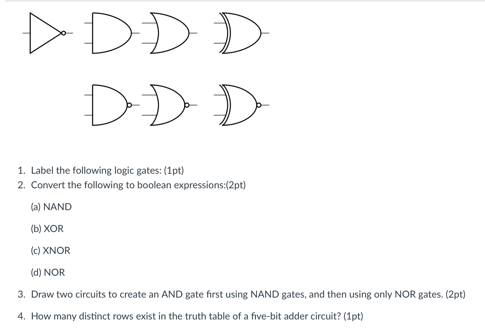 Solved Label the following logic gates: (1pt)2, Convert the | Chegg.com