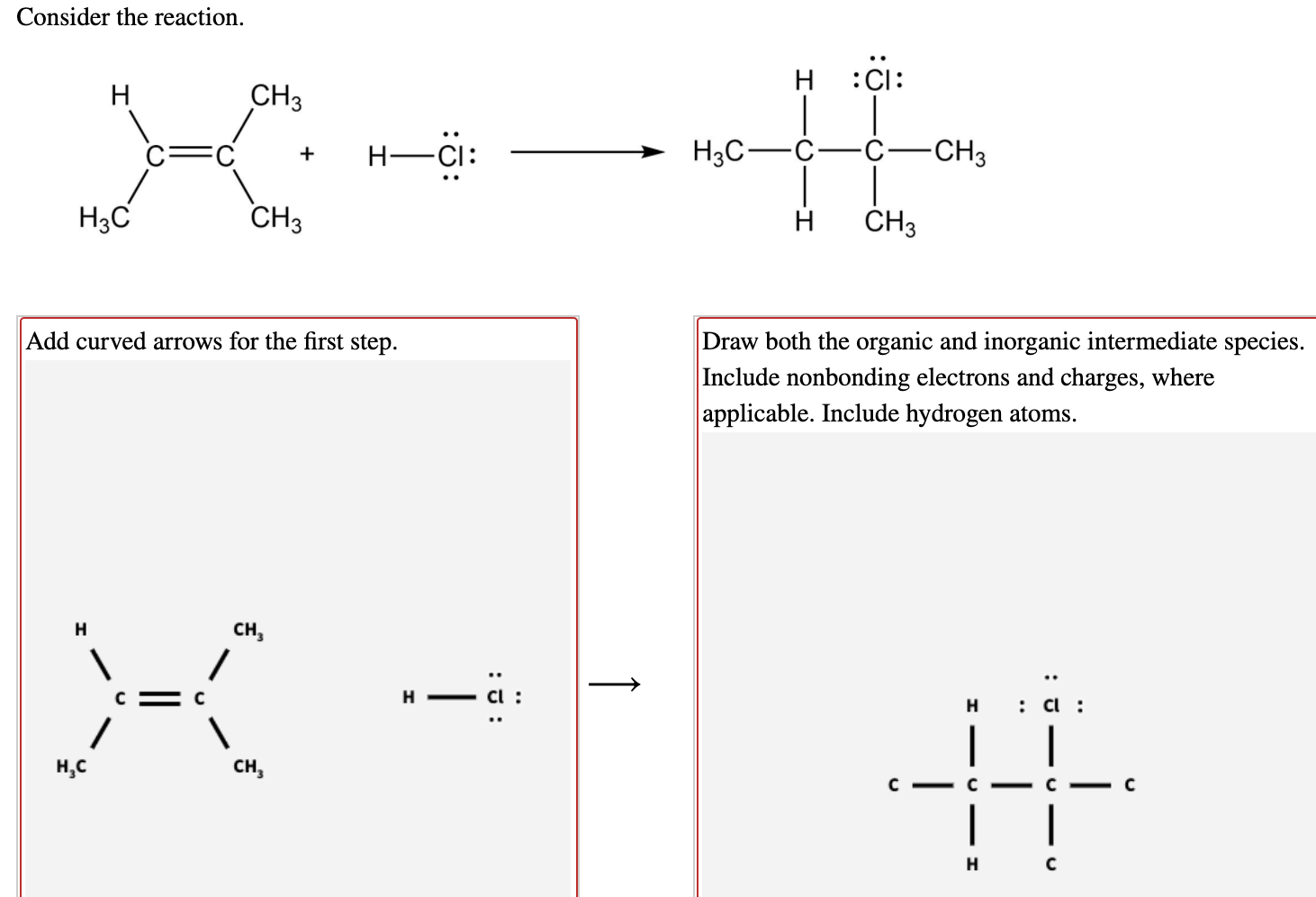 Consider The Reaction. H :ci: H CH3 + H-CI: H3C—C | Chegg.com