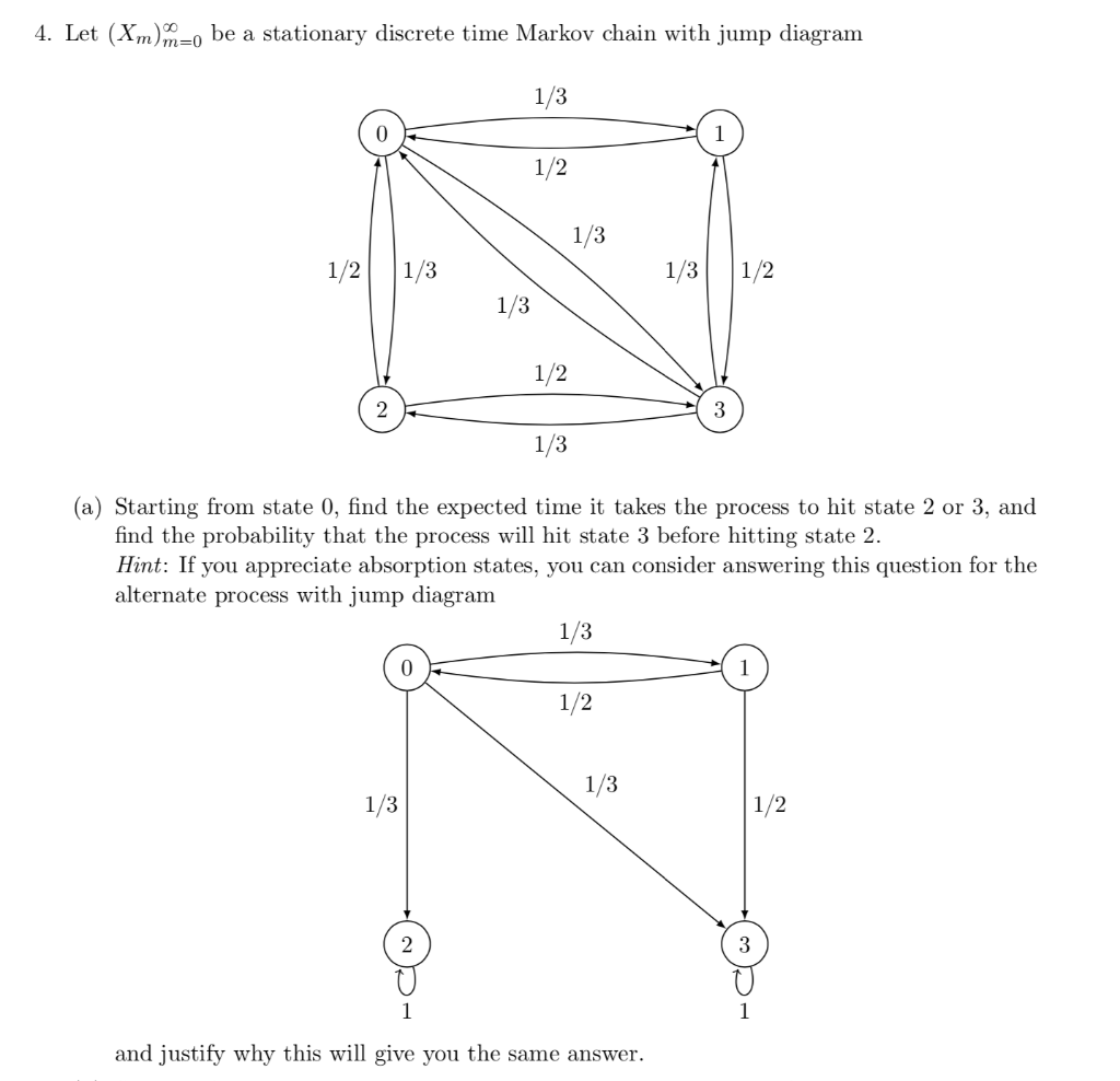 Solved 4. Let (Xm)m-0 be a stationary discrete time Markov | Chegg.com
