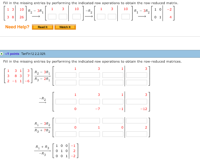 Solved Fill in the missing entries by performing the Chegg