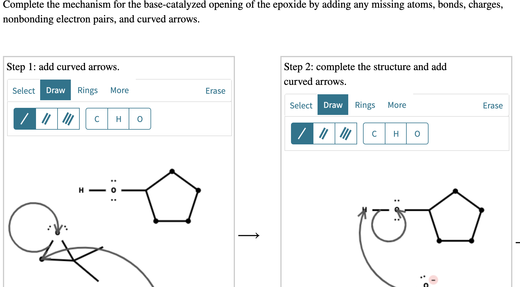 Solved Complete the mechanism for the base-catalyzed opening | Chegg.com