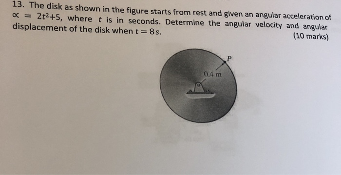 Solved 13. The disk as shown in the figure starts from rest | Chegg.com