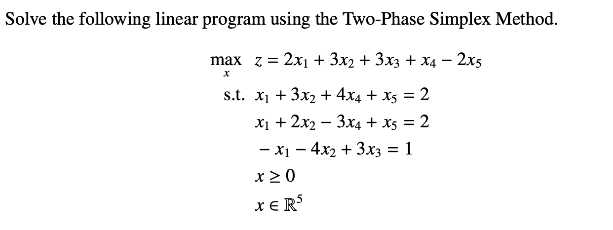Solved Solve the following linear program using the | Chegg.com