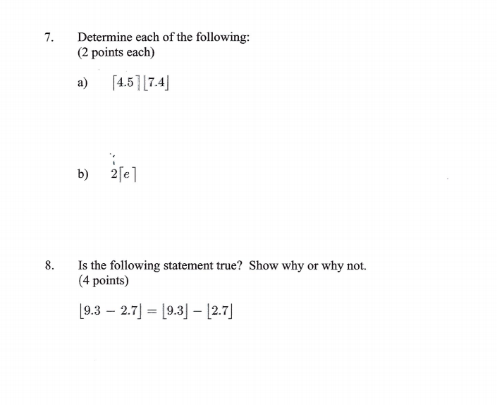 Solved 7. Determine each of the following: (2 points each) | Chegg.com