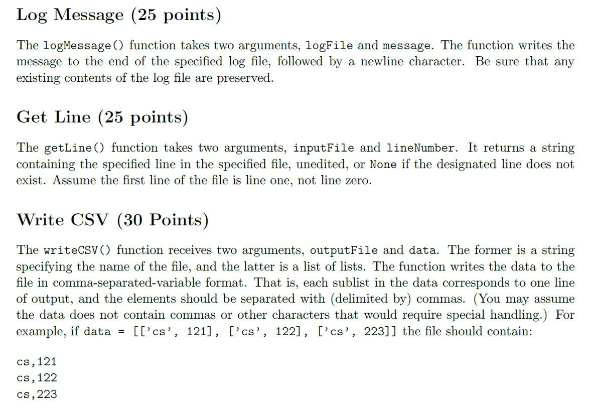 Log Message (25 points) The logMessage() function | Chegg.com