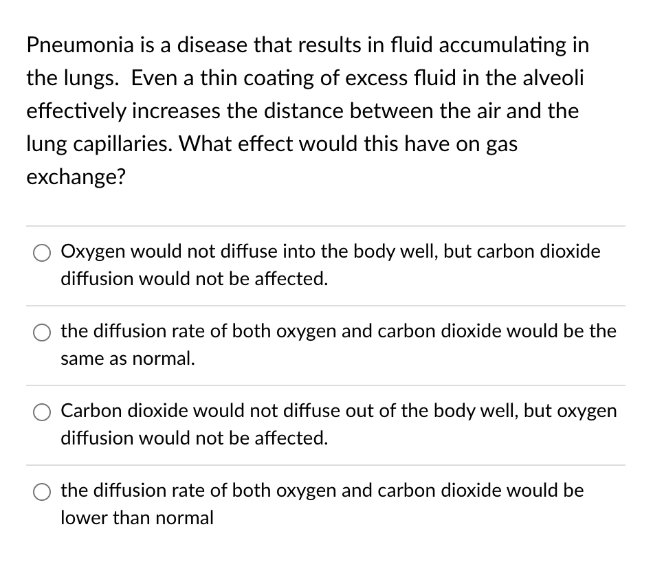 Solved Pneumonia is a disease that results in fluid | Chegg.com