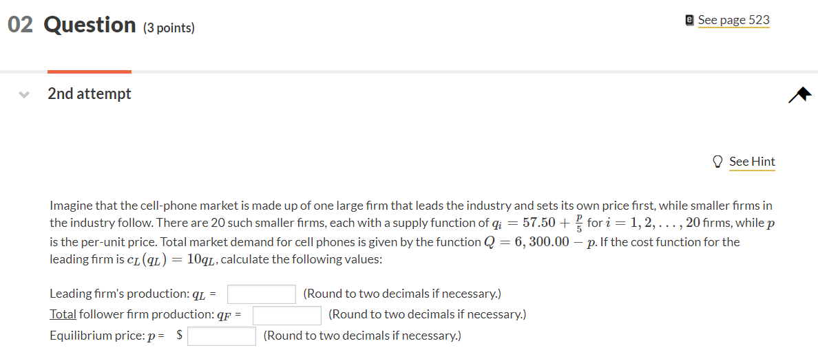 Solved 02 Question (3 points) e See page 523 2nd attempt See | Chegg.com