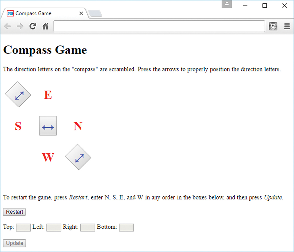 Game Compass Examples Create a web page named compassGame.html that | Chegg.com