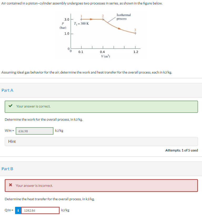 Solved Air contained in a pistoncylinder assembly undergoes