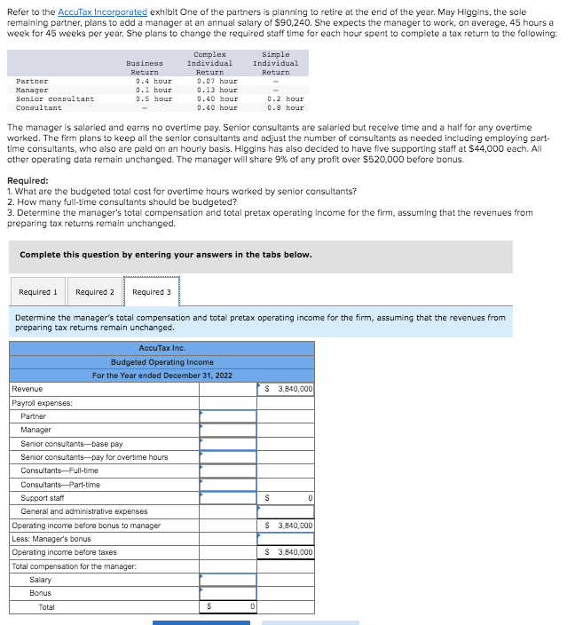 Solved Refer To The Accutax Incorporated Exhibit One Of The 