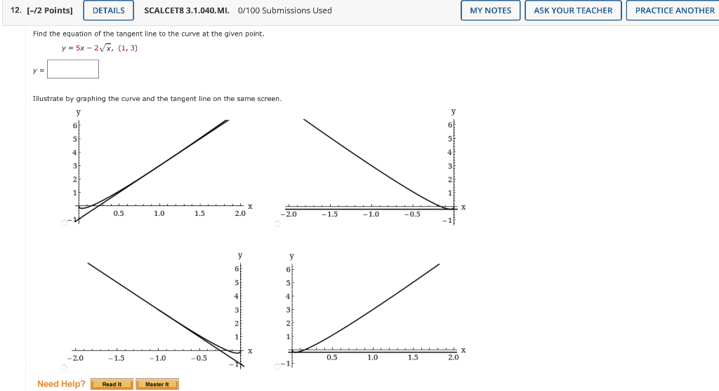 Solved 12. [-/2 Points] DETAILS SCALCET8 3.1.040.MI. 0/100 | Chegg.com