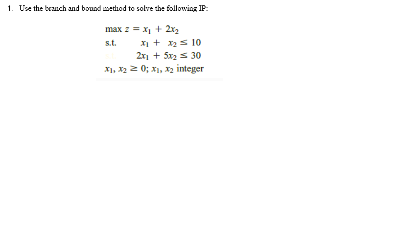 Solved 1. Use the branch and bound method to solve the | Chegg.com