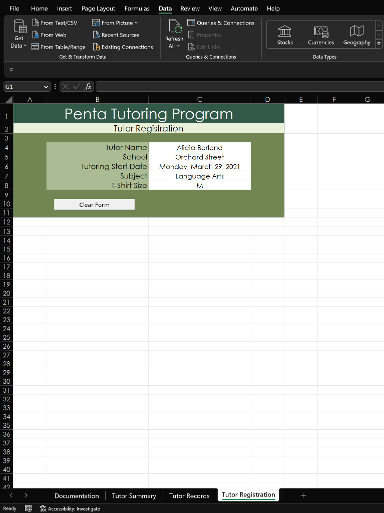 The Add Tutor macro should copy the data in the range Chegg