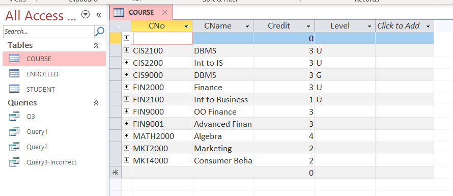 Solved Use the CollegeDB database posted in BB. Step 1 Add | Chegg.com