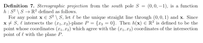 Solved Definition 7. Stereographic projection from the south | Chegg.com