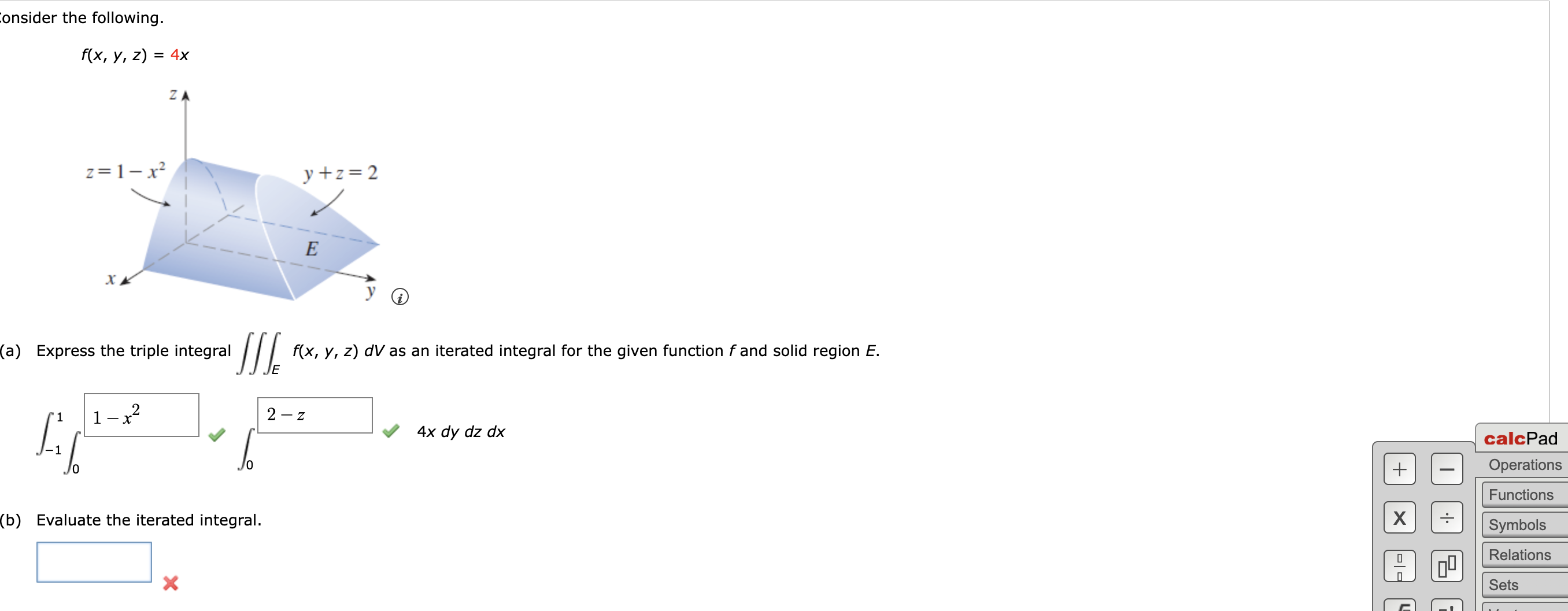 Solved onsider the following. f(x,y,z)=4x (a) Express the | Chegg.com