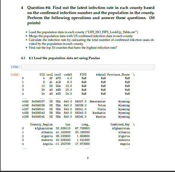 Question #4: Find out the latest infection rate in | Chegg.com