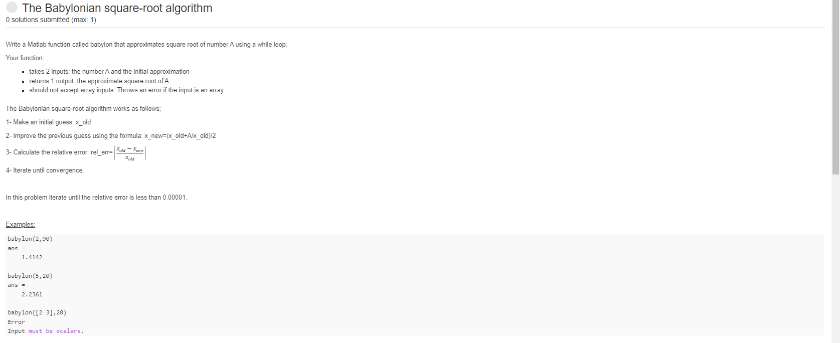 Solved The Babylonian square-root algorithm O solutions | Chegg.com
