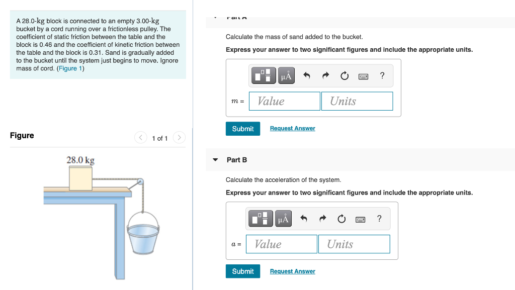 Solved rail Calculate the mass of sand added to the bucket.