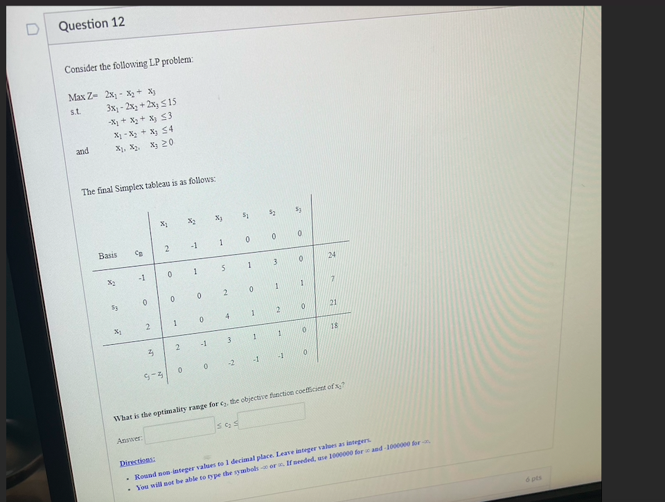 Solved Question 12 Consider the following LP problem: Max Z= | Chegg.com