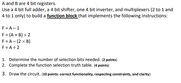 Solved A and B are 4 bit registers. Use a 4 bit full adder, | Chegg.com