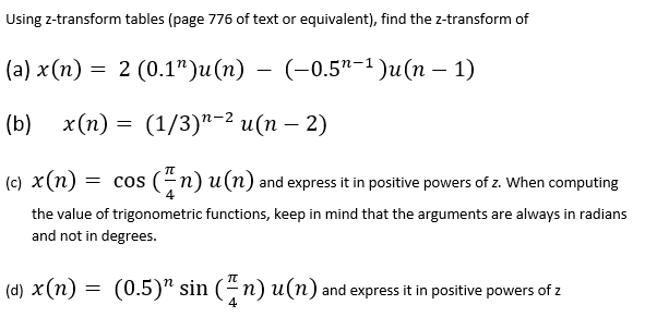 Solved Using z-transform tables (page 776 of text or | Chegg.com